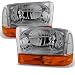 For 1999-2004 Ford F250 F350 F450 F550 SuperDuty Excursion Chrome Headlights With Amber Bumper Signal Light Lamps