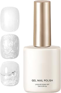 Gel Nail Polish - Durable Gel Polish for Natural Nails, 15ml White Pearl Gel Nail Polish | For Women, Girls, DIY Lovers, Manicures, Pedicure and | 15ml Pärlvitt Gelnagellack med Glans För Dam Barn Hemma Manikyr Pedikyr DIY