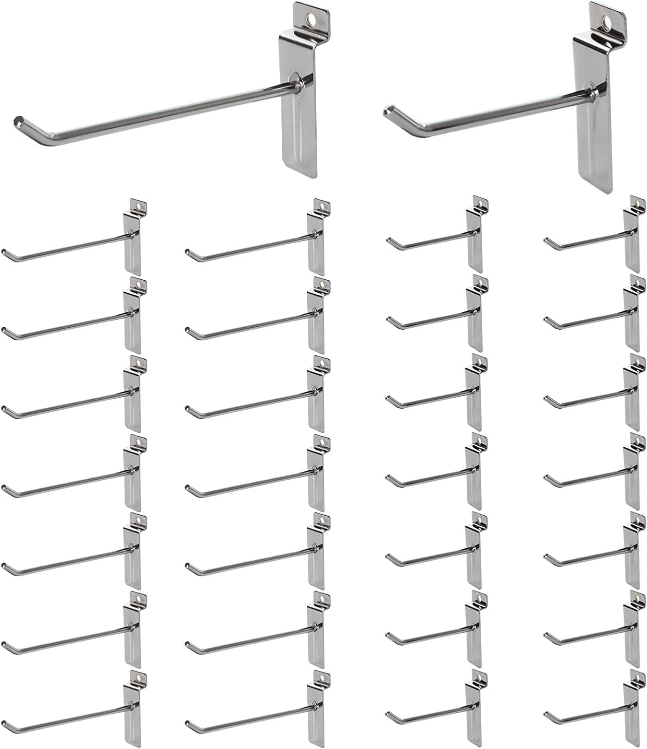 100PCS Slatwall Hooks 15cm Pegboard Hooks Load Capacity 3KG Panel Display Hooks 4.2mm Thick Single Prong Metal Wall Hanging Hook for Supermarket Shop Garage Retail Shop Display