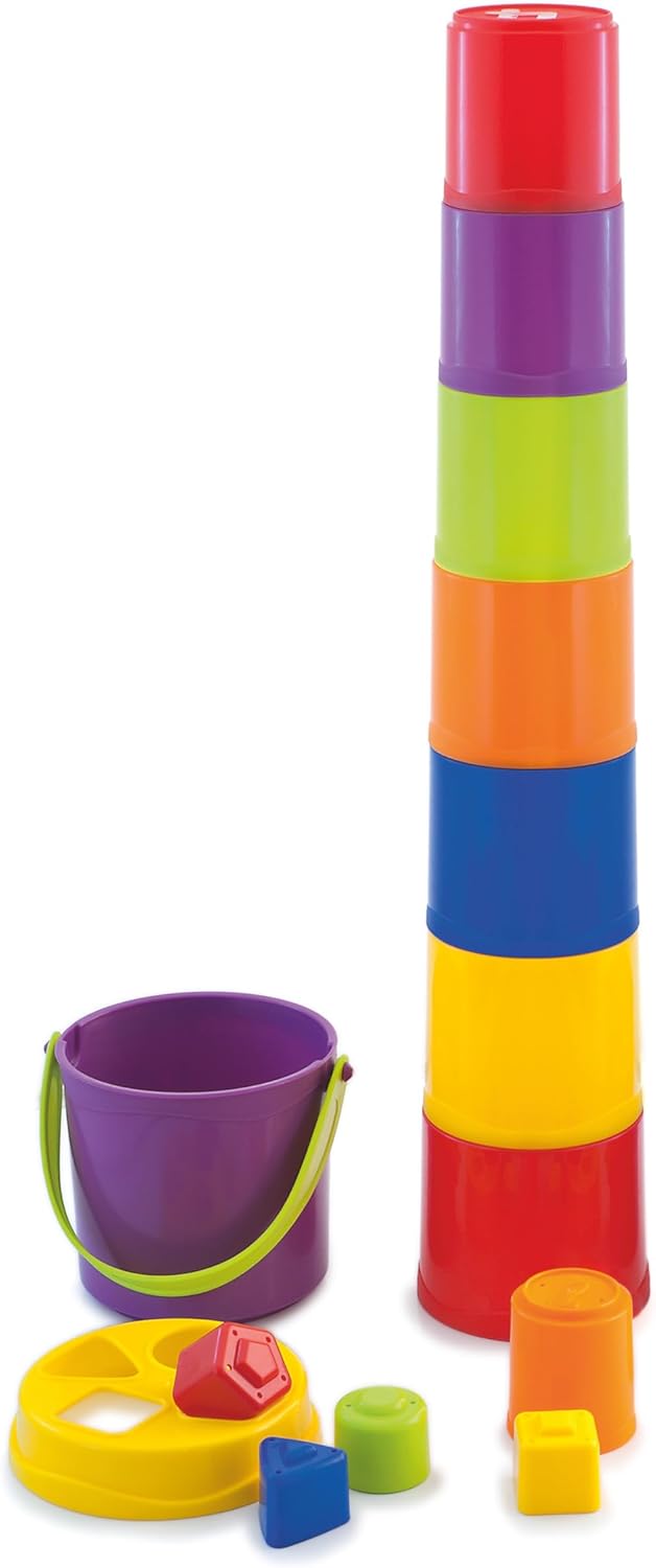Miniland Sorting & Stacking Toys, Montessori for 1 Year Old, +2 Year Old Boy, Kids Cups, Baby Toys 1 Year Old, Shape Sorter, Made in Spain | Giantte