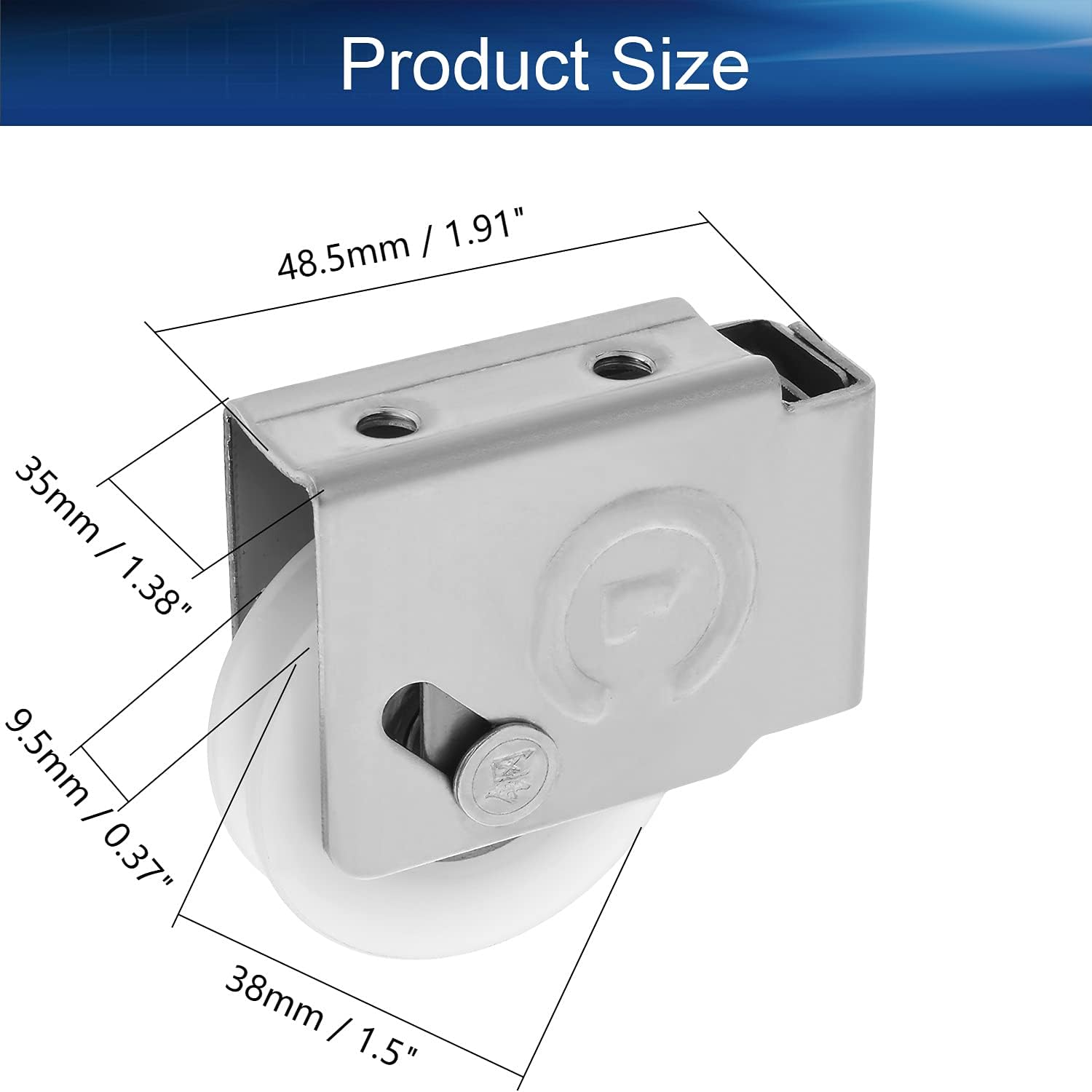 Nylon Electroplating Wheel Sliding Door Window Pulley 38mm/1.50" Stainless Steel Shell for Sliding Door Window Cabinet, Silver/White 1Pcs