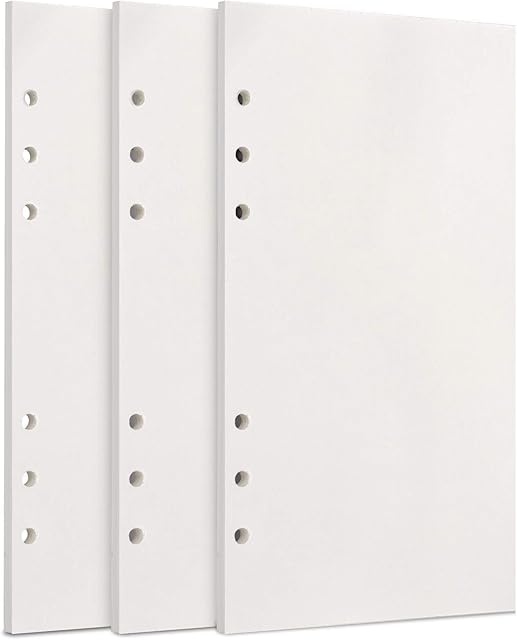 FYY A6 Refill Paper, 3 Packs 100GSM Thick Refillable Paper 6 Hole Filler Inserts Loose Leaf Paper 135 Sheets (270 Pages) for 6 Ring Binder Journal Notebook-Blank Paper