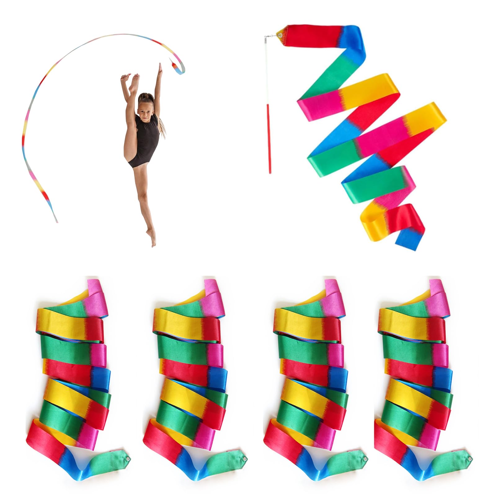 Nastri Da Danza Colorati - 22 Pezzi Per Ginnastica Ritmica E Ballo, Ideali Per Bambini E Spettacoli - Foto 14