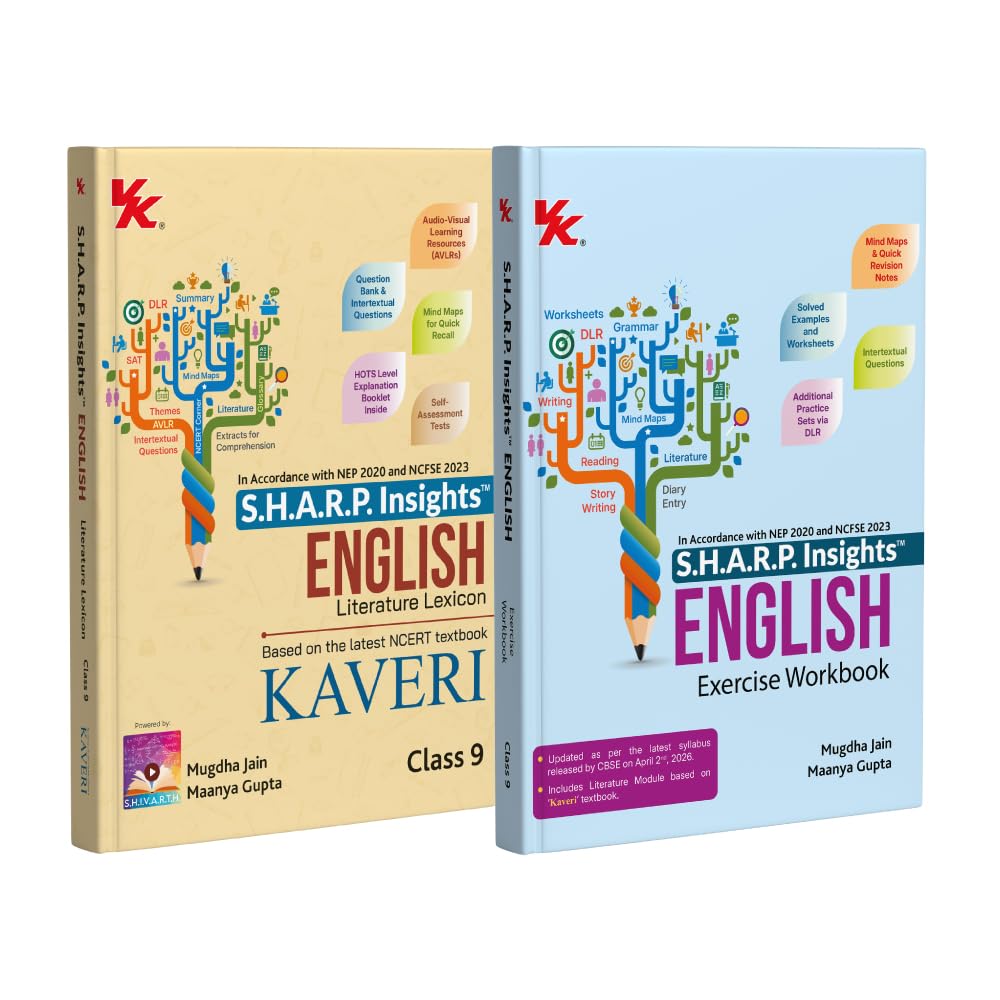 S.H.A.R.P. Insights Class 9 English Set – Literature Lexicon + Exercise Workbook (CBSE 2026-27) | Based on New NCERT Textbook ‘Kaveri’ & CBSE Syllabus ... Questions | Best-in-class Authors
