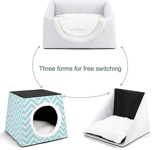 Miniatura 5 de Sofá plegable con diseño de casas y condominios para gatos y gatos, con almohada extraíble, ondas de agua azules