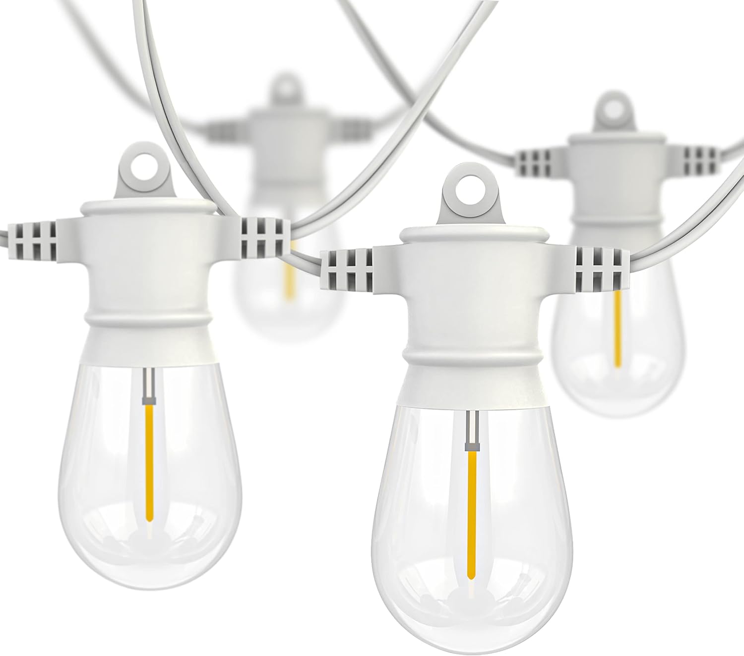 SUNTHIN Outdoor White String Lights, 48ft Patio String Lights White