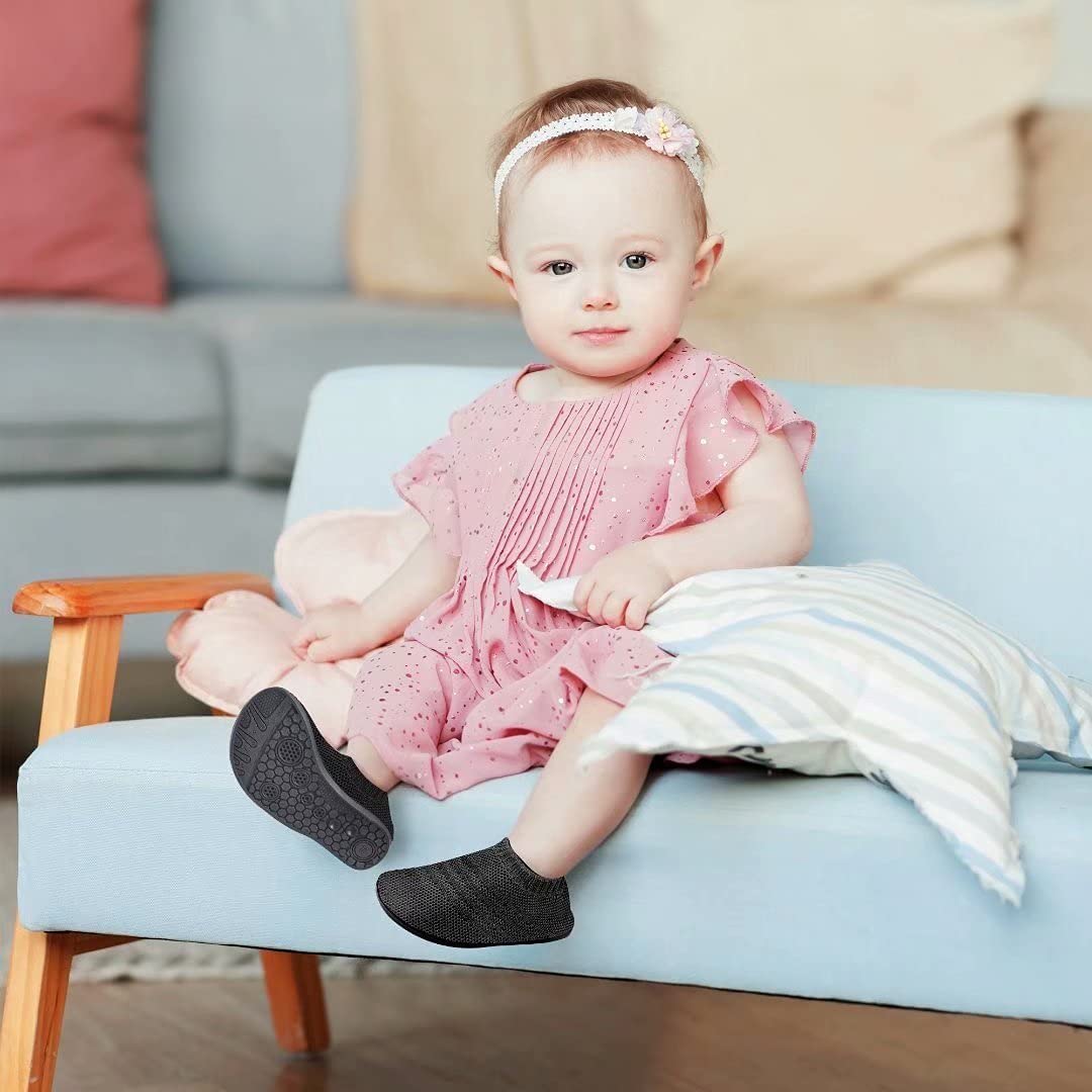 Sosenfer Chaussons Bébé Enfant Garçons Pantoufle Fille antidérapante Garcon Chaussettes Chaussures Mixte Enfant-BLAN-18XIN - 4