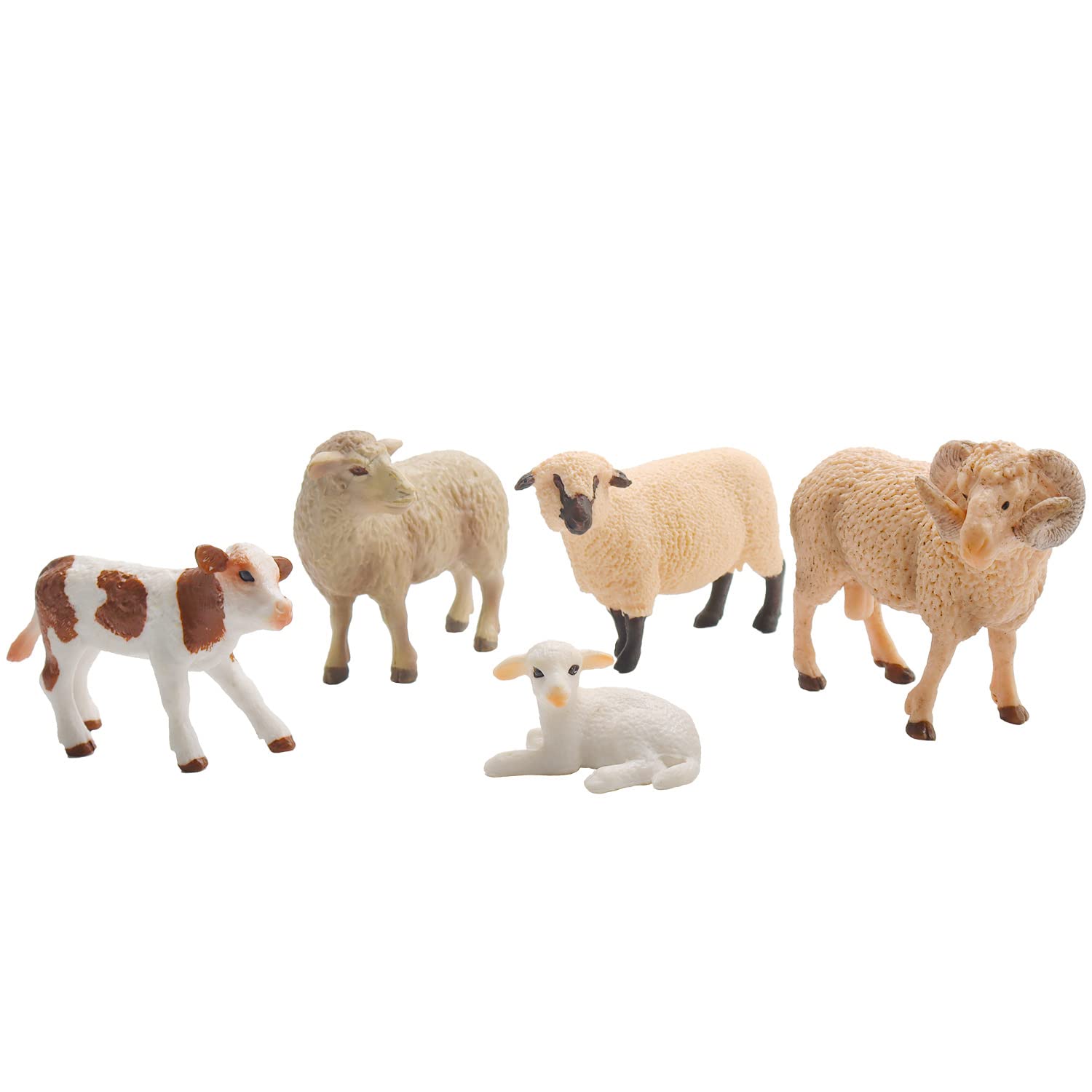 5 Pcs Sheep Figurines Realistic Plastic Lamb Farmyard Animals Figures for Cake Toppers Party Home Decor Birthday Gits