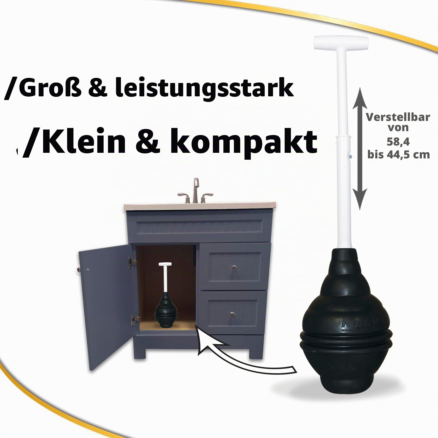 Korky 96-4AM BeehiveMAX WC-Kolben, Schwarz