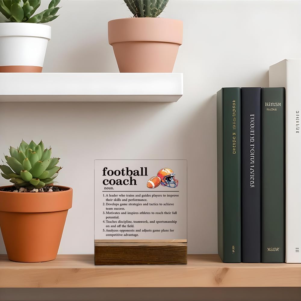 Football Coach Definition Acrylic Sign With Wooden Stand, Appreciation Thank You Recognition Season End Retirement Gifts for Soccer Coach, Birthday Christmas Gifts for Team Coach Trainer - Image 4