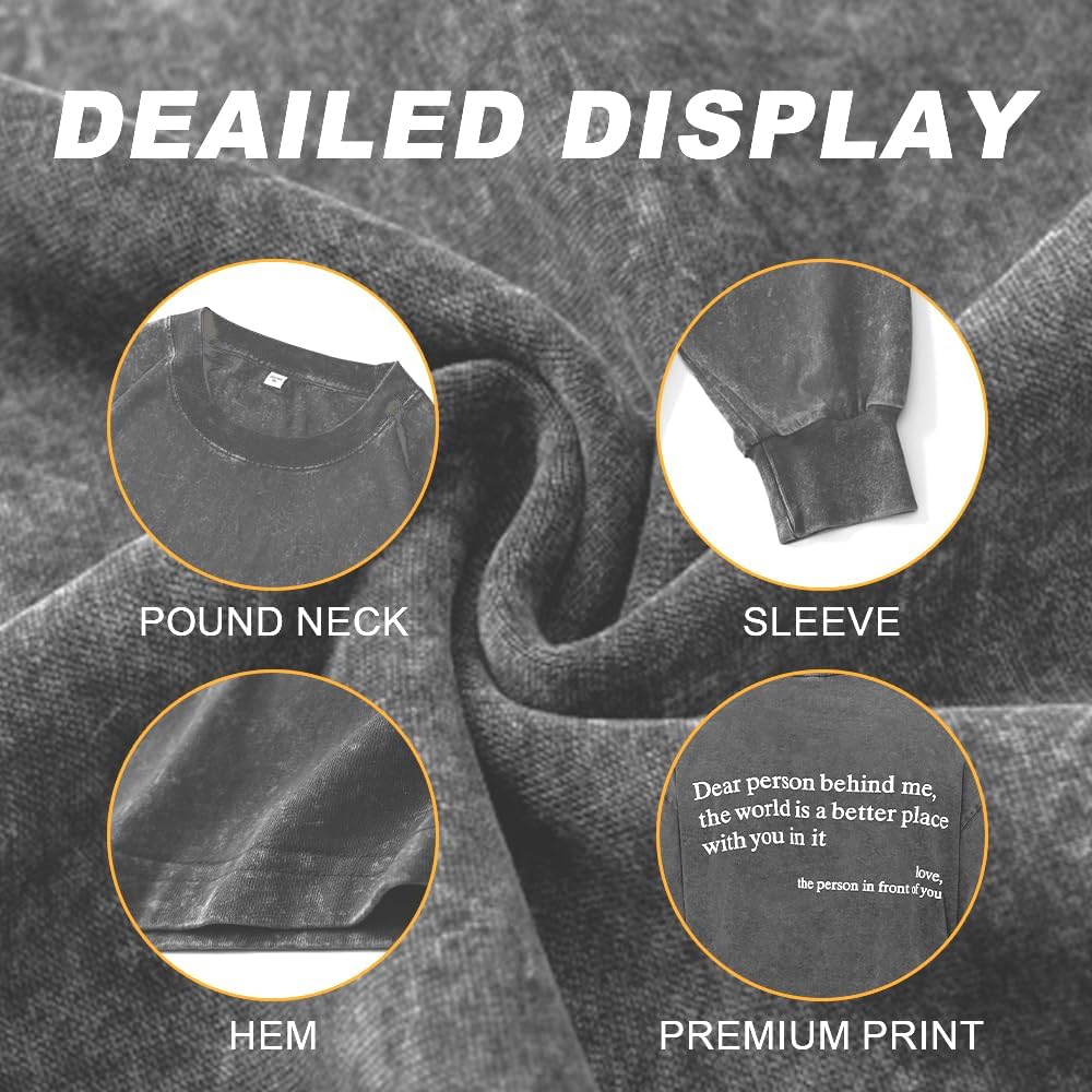 Dear Person Behind Me Shirt, You are Enough Tshirts for Men Long Sleeve T Shirt, Inspirational Positive Tees Vintage Graphic - Image 5