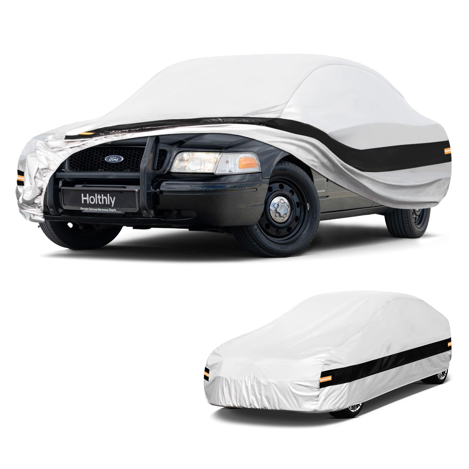 10 Layers Sedan Car Cover Custom Fit for Ford Crown Victoria (1991-2010), Waterproof All Weather for Automobiles, Outdoor Full Cover Sun Dust Rain Protection with Cotton. Silver