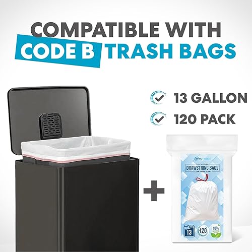 Vista 2 de SIMPLI-Magic 13.2 galones (50L) Tacho de basura con pedal – Bote de basura para cocina con tapa de cierre lento – Control de olores, manos libres