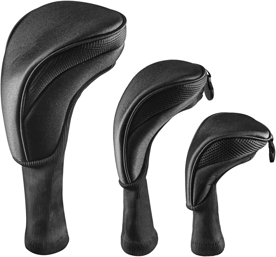 JBM Golf Club Head Cover 3Pcs for Fairway Wood Hybrid Driver Headcover with Interchangeable Tags