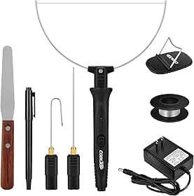 Cooltop Kit de cortador de espuma de fio quente, cortador de faca de isopor de 18 W, ferramenta elétrica de corte de espuma quente, kit de facas de escultura de espuma aquecida com caneta de limpeza