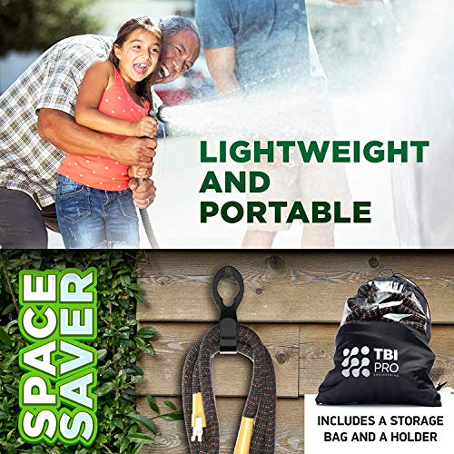 TBI Pro Expandable Garden Hose Kit 50-100 ft - Superior Strength 3750D - 4-Layers Latex, Extra-Strong Brass Connector- 10-Way Durable Zinc Water Spray Nozzle 2 Way Pocket Flexible Splitter (50FT Set)