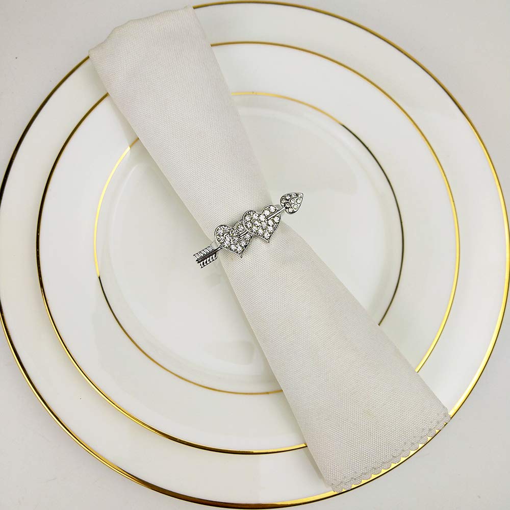 Lot De 14 Ronds De Serviette Love En Métal Doré - Décoration Table Saint-Valentin, Mariage, Anniversaire | Cœur Et Lettre Romantique