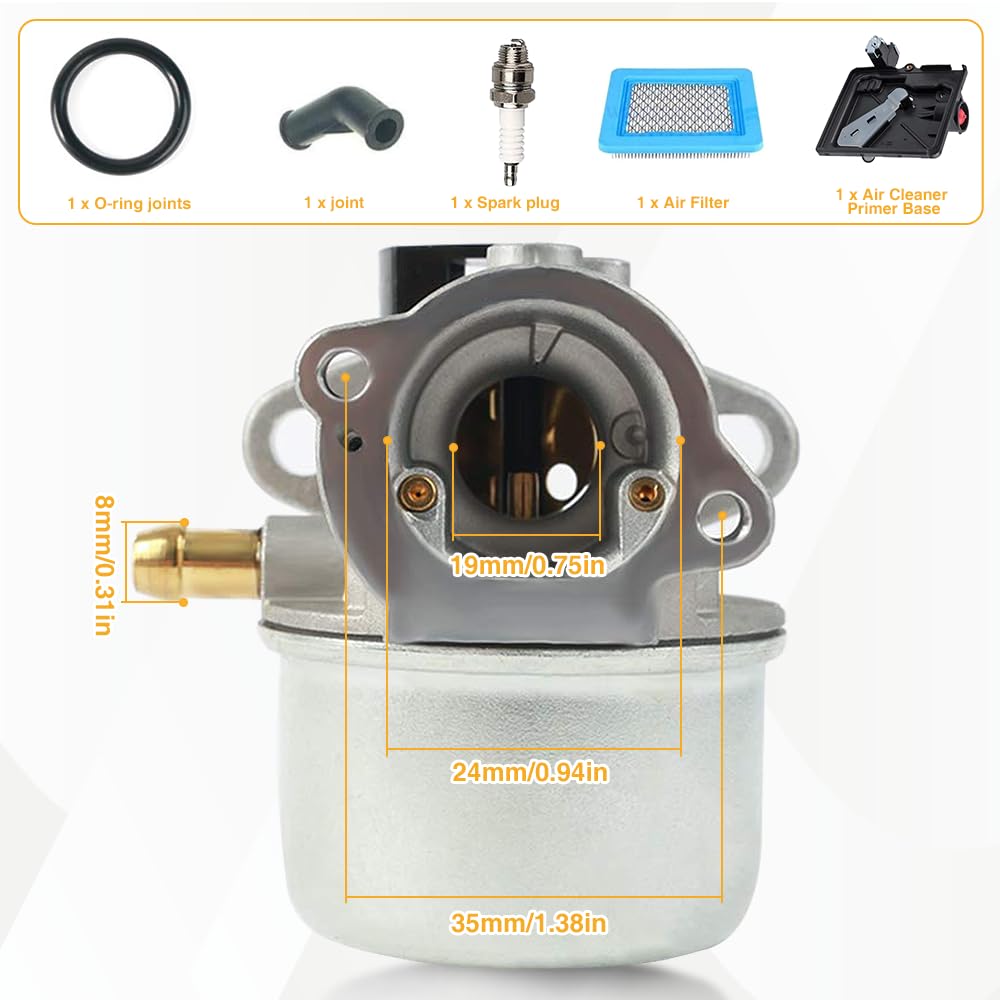 Kit Di Ricambio Carburatore Motore Compatibile con Brigg e Stratton 497586 498170 799868 498254 497314 497347 698444 con Filtro Aria