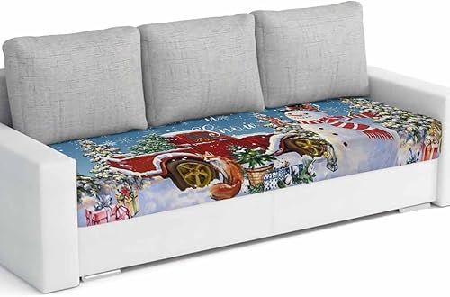 Fundas de cojín para sofá de Navidad con diseño de muñeco de nieve azul, funda elástica para sofá con parte inferior elástica, diseño de árbol de