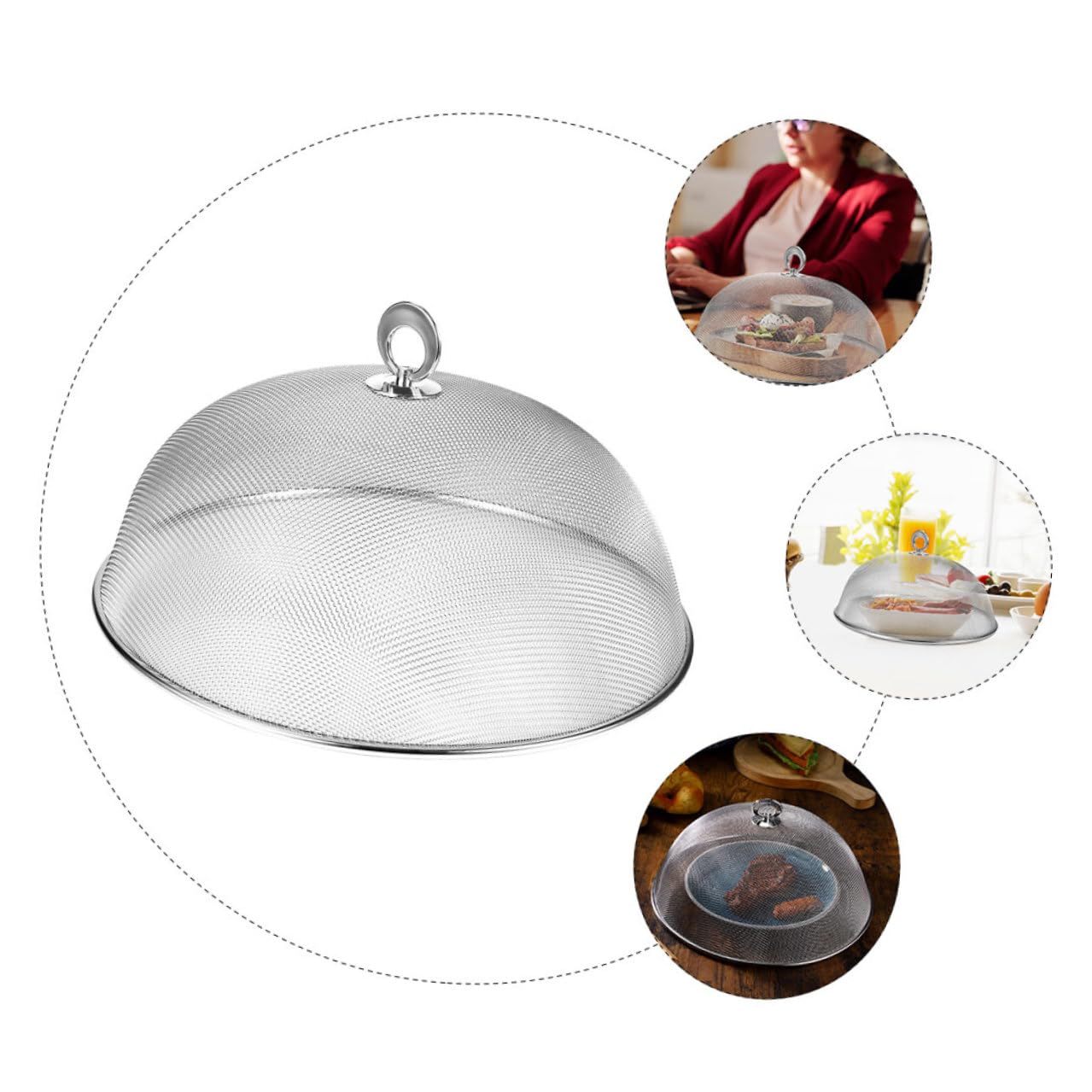 Copertura a Forma di Cupola Acciaio Inossidabile Alimenti e Argento per Antipolvere Beverande Snack e Bevande Ogni Luogo All'aperto