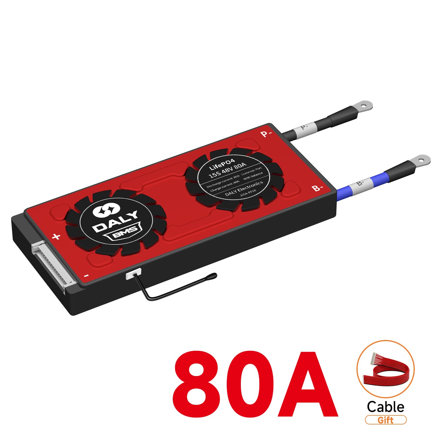 DALY BMS LiFePo4 15S 48V 80A PCB-Schutzplatine mit gemeinsamem Anschluss und Sensorsonde für Lithium-Akkus mit 3,2 V DIY-Elektrowerkzeugen