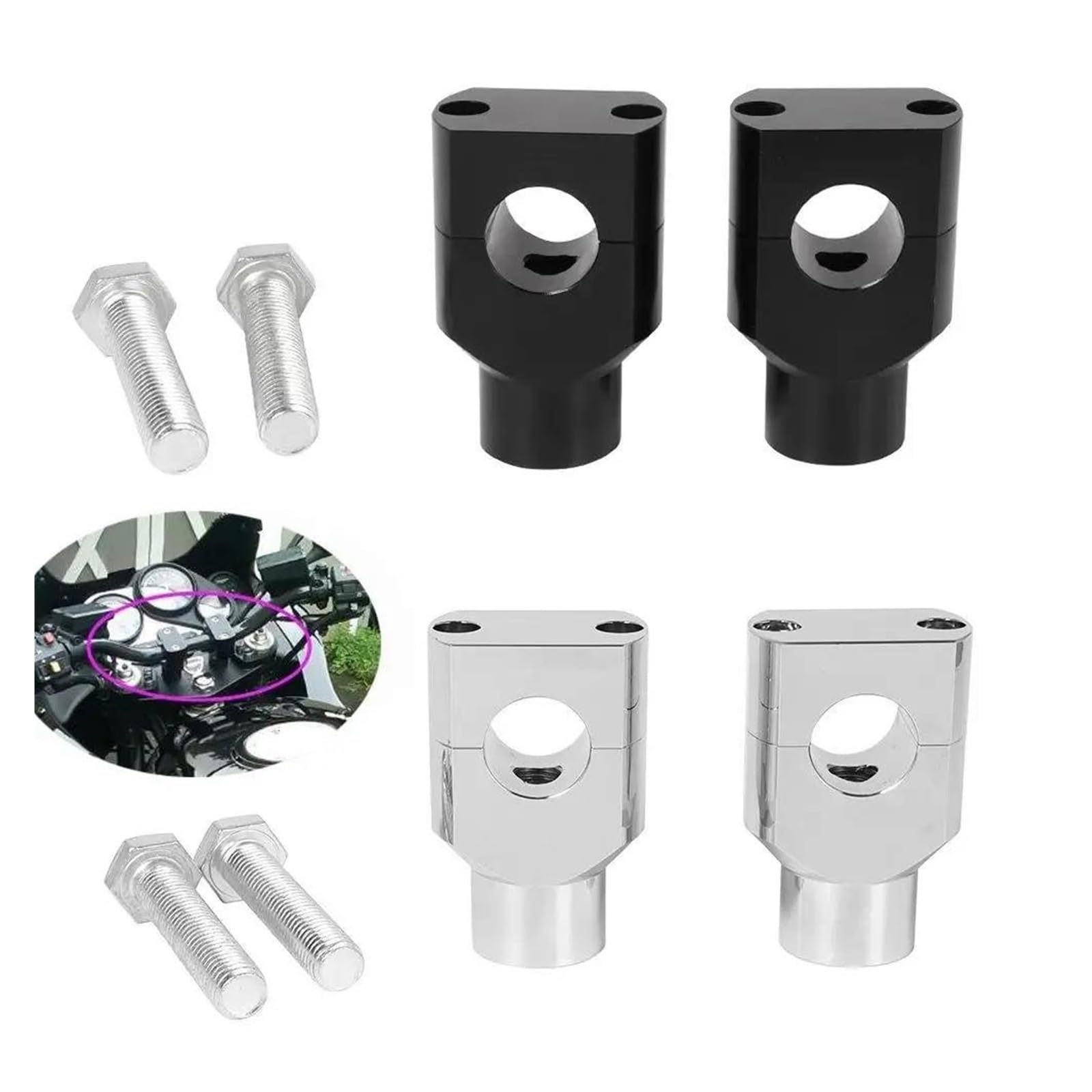 1 Par Abrazaderas Elevadoras Manillar Motocicleta Universales 25 Mm Bloque Elevación Columna Manillar Accesorios Modificados(25mm plating)