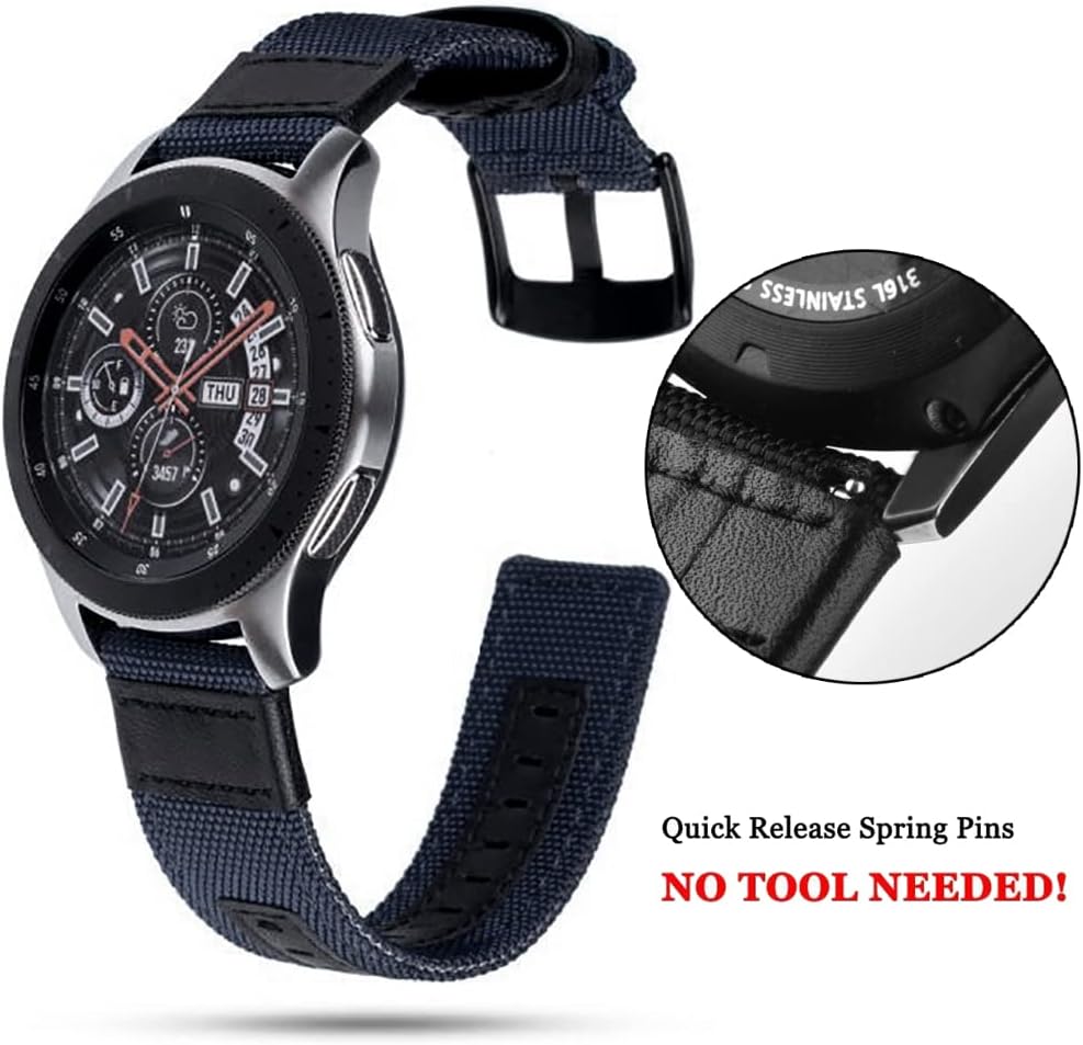 Nylon Quick Release Watch Bands,Replacement Canvas Fabric Sport Strap,20/22/24mm Military Style Wristband for Men Women Watch Bracelet,Stainless Steel Black Buckle - Image 4
