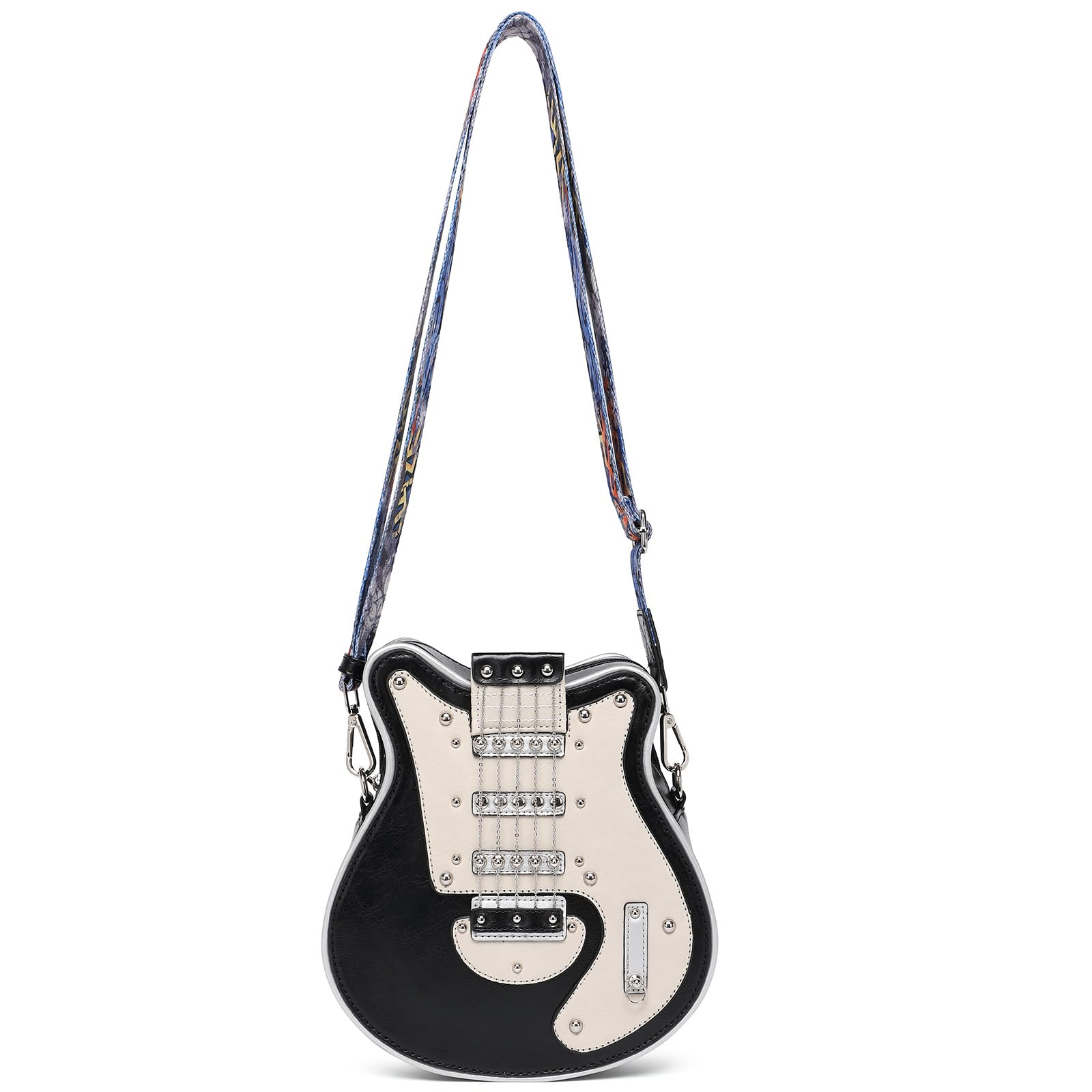 Lyuxhetaokdiq Men and Women PU Leather Guitar Shaped Crossbody Shoulder Bag Guitar Purse