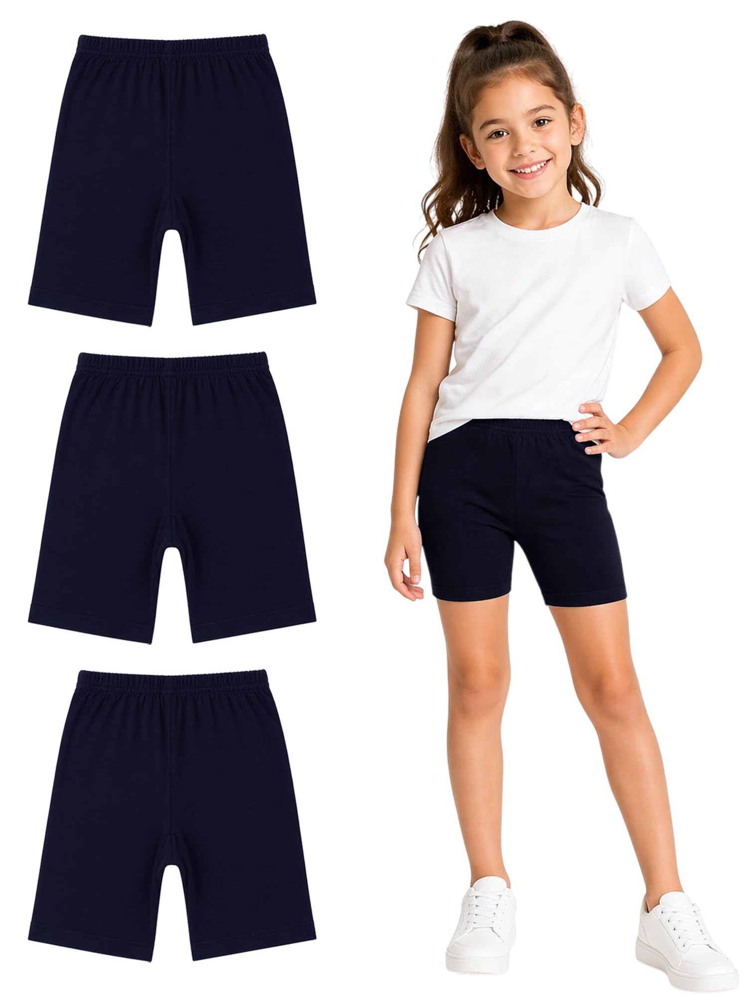 BODYCARE Girls Solid Shorty | 100% Cotton Stylish, Comfortable & Durable Shorts for Girls | Pack of 3… (Color & Print May Vary)