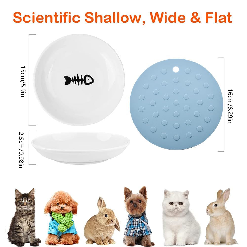 Set 6 Ciotole Per Gatti In Ceramica - Con Base Antiscivolo, Design Baffi-Friendly, Motivi Decorativi - Foto 14