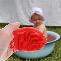 Vista 7 de Cepillo de champú Manopla de baño de silicona Cepillo de baño corporal Esponja de baño Suave de silicona Scrubber Washcloth para rojo