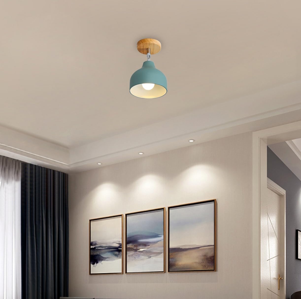 KY LEE シンプルで 現代 木製 シーリングライト 照明器具 ライト リビング シーリング 天井照明 レトロ 階段 廊下 リビング用 居間用 寝室 間接照明 北欧 角度調整可能 1灯 おしゃれ 天井照明 簡単取付