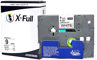 Fita Compatível para Rotulador 9mm x 8m Branco/Preto Marca X-Full Referência TZc-221 TZ-221 TZe-221