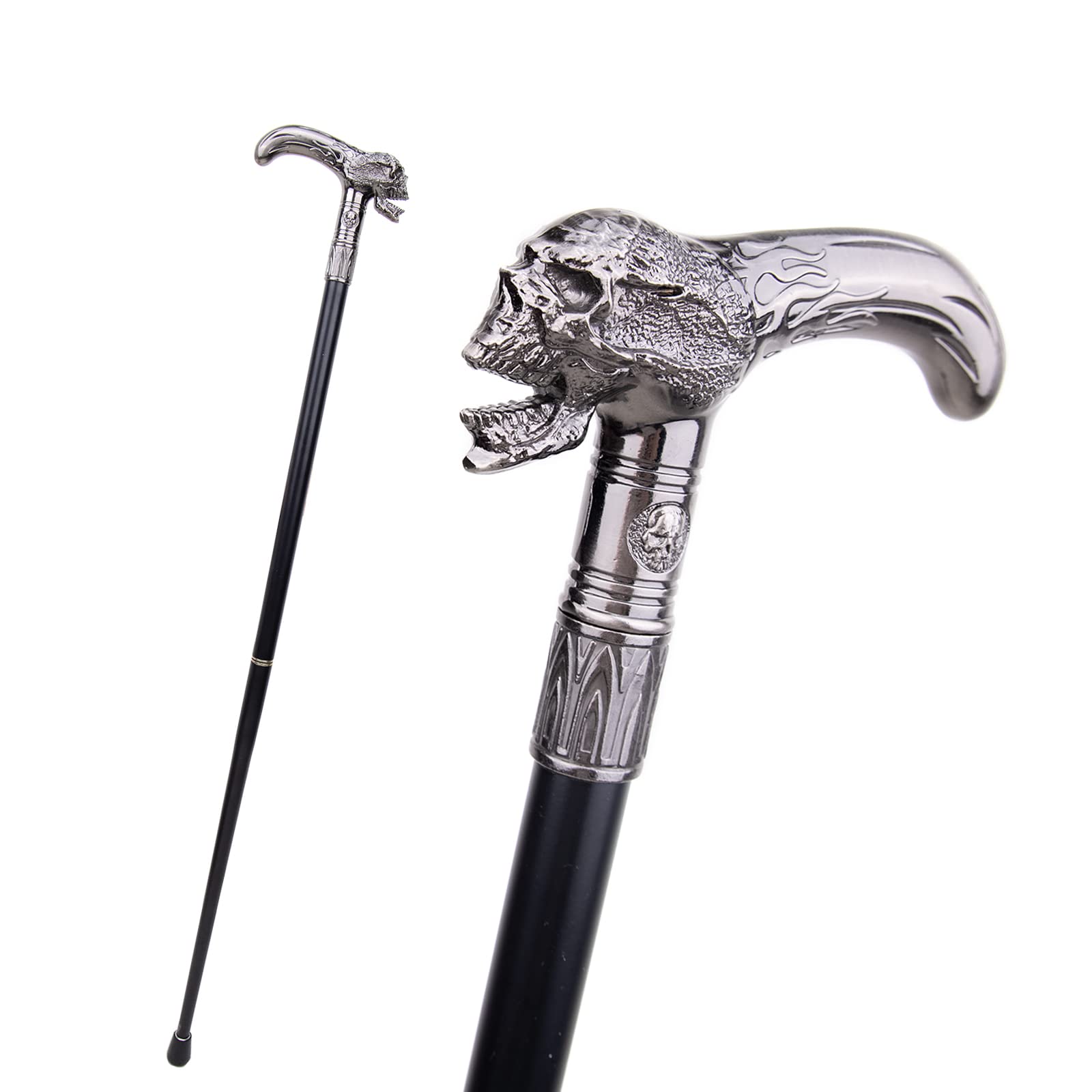 Skull Head Walking Cane Fashion Decorative Walking Stick Gentleman Elegant Cosplay Cane Knob Crosier 93cm
