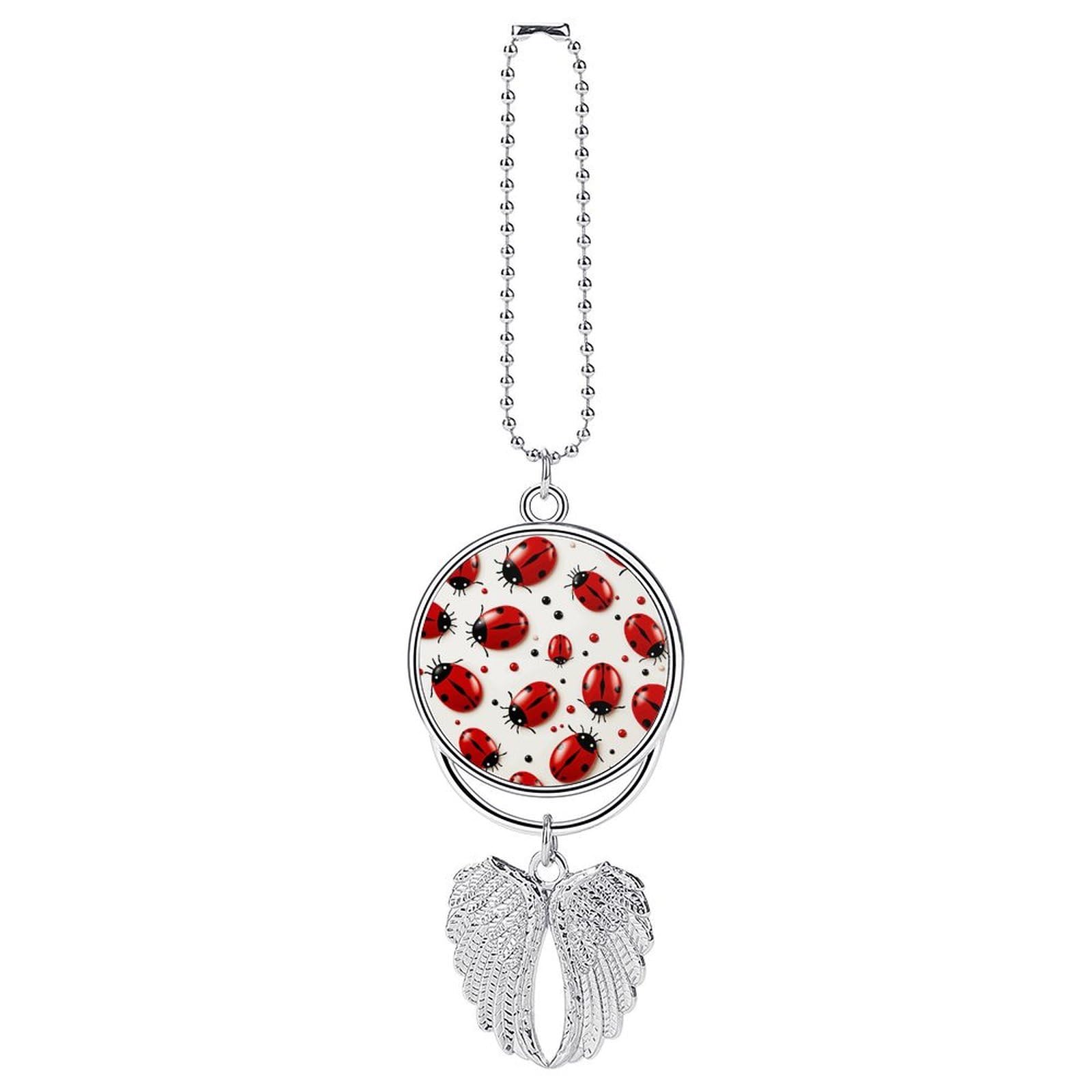 Red Ladybug Car Pendant Hanging Swing Auto Rear View Mirror Hanging Car Rear View Mirror Charm Truck Hanger Ornament Charm for Car Rear View Mirrors Accessories