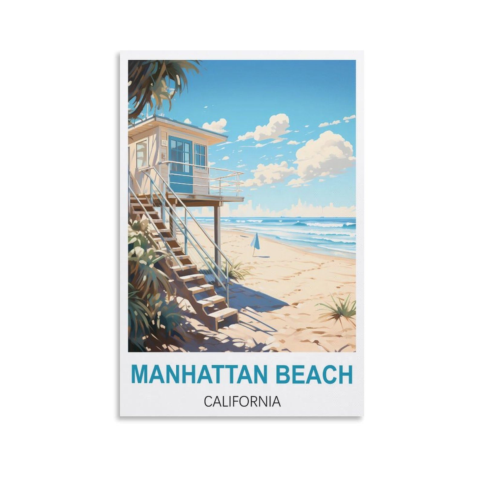 Metal Sign Tin Sign,Manhattan Beach California,Personalized Vintage Style Retro Tin Sign Custom Sign for Wall Outdoor, Indoor, Street, Office 30x30cm