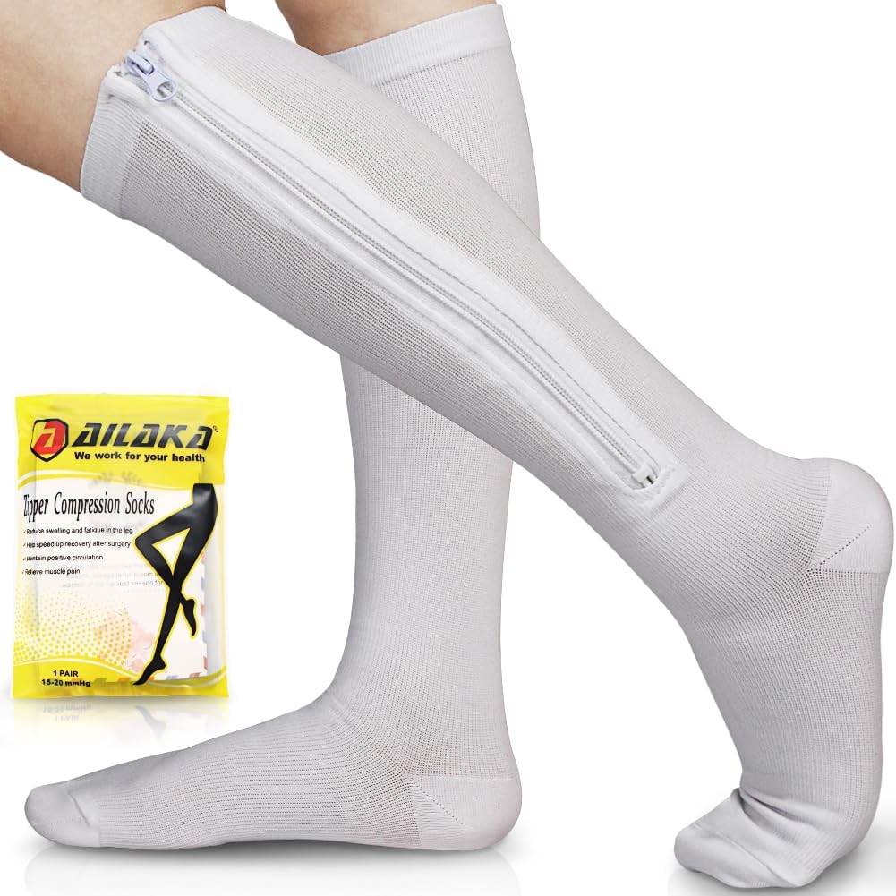 Ailaka Medical 15-20 mmHg Zipper Compression Socks Women Men