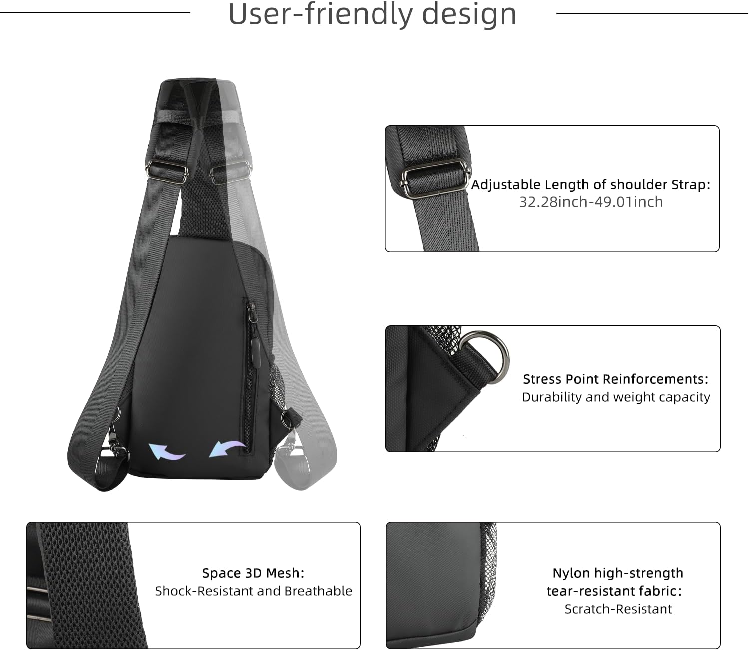 AMJ Cross-body Bag Small Handbag For Men, Shoulder Mini Bag For Women, Travel Chest Daypack for Hiking, Camping, Sports