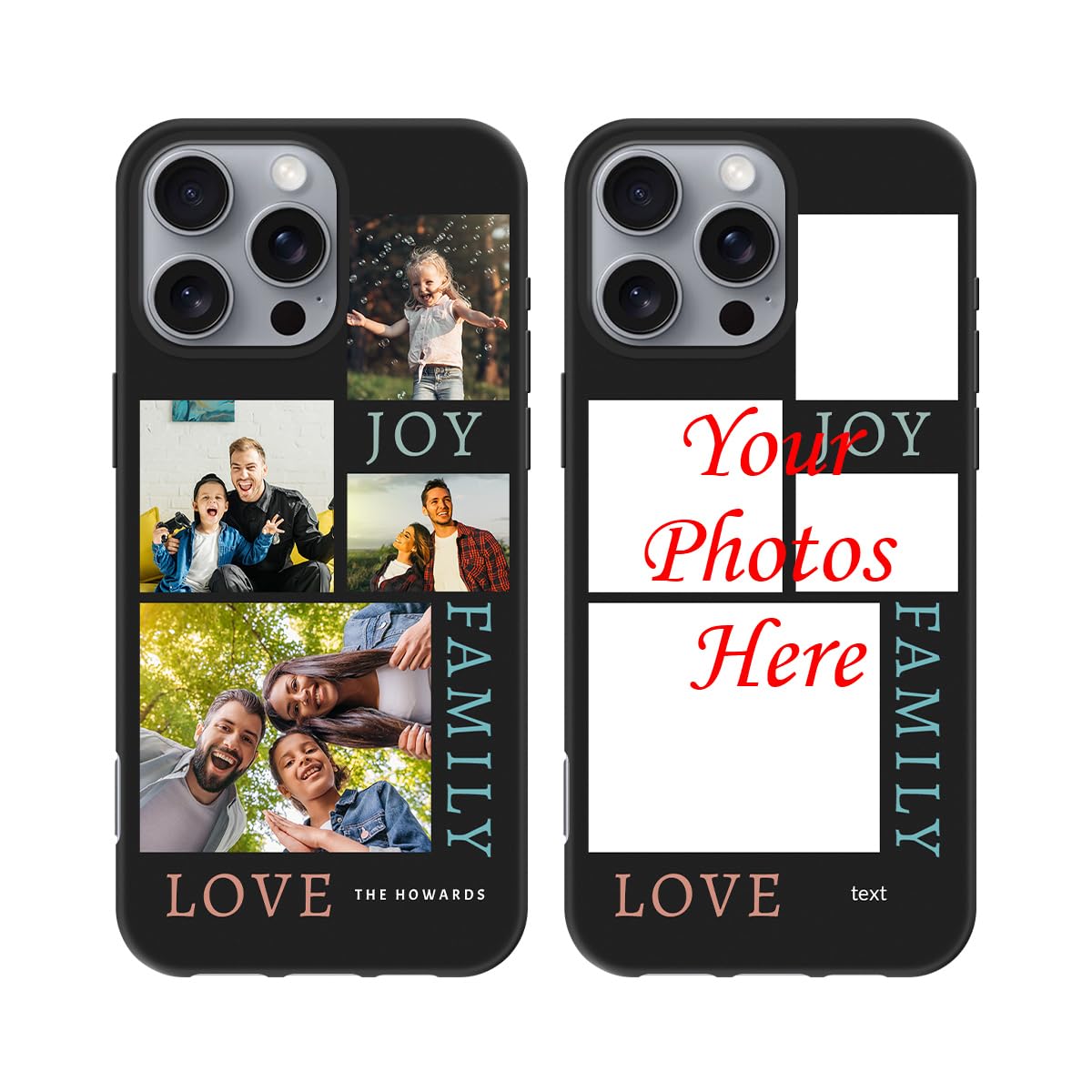 Custom Case for iPhone 16 Pro Max, Photo Phone Case Anti-Scratch TPU Soft Shock-Proof Protective Cover Multi-Picture Collage Customized Cover for