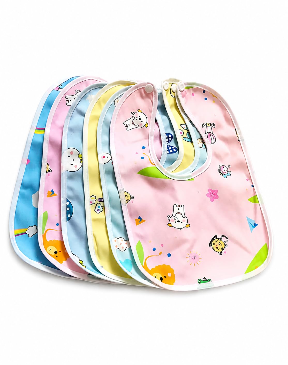 Waterproof Baby Bibs | Spill-Resistant Apron Feeding Bibs for 6–12 Months, Soft & Absorbent Fast-Dry Cotton, Durable, Lightweight, Washable & Reusable Meal Time Bibs | Set of 6-image-28
