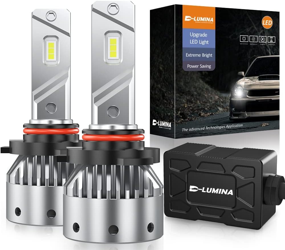 D-Lumina 9005/HB3 LED Headlight Bulbs, 100W 16000LM 500% Brighter LED Headlights Conversion Kit 6500K Cool White IP68 Waterproof, 100,000 Hour Lifespan, Pack of 2