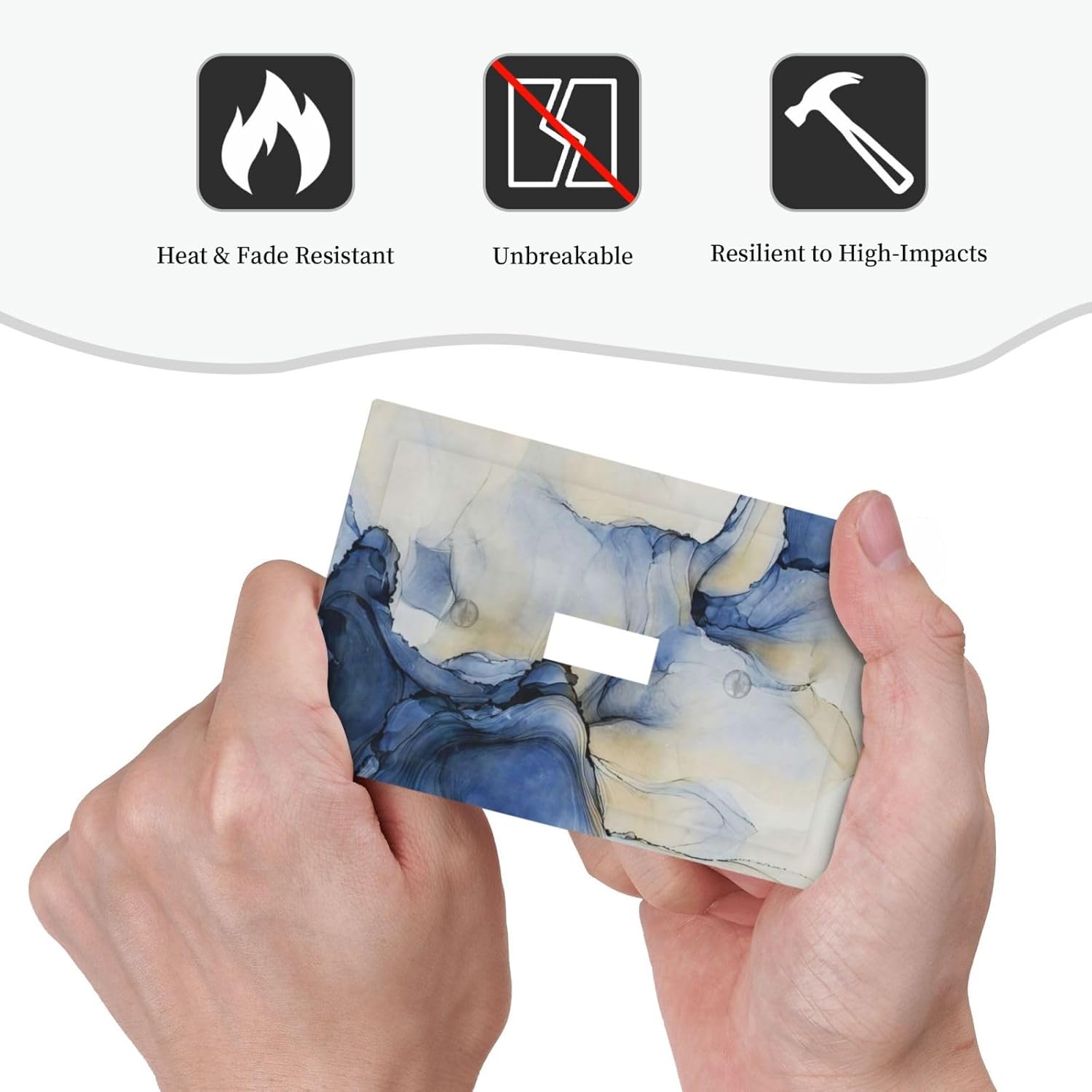 Navy Blue Marble 1 Gang Wall Plate Single Toggle Light Switch Cover Decorative Socket Covers Faceplates for Electrical Outlets Wallpalte Receptacle Switch Plates for Kitchen Home Bathroom Bedroom