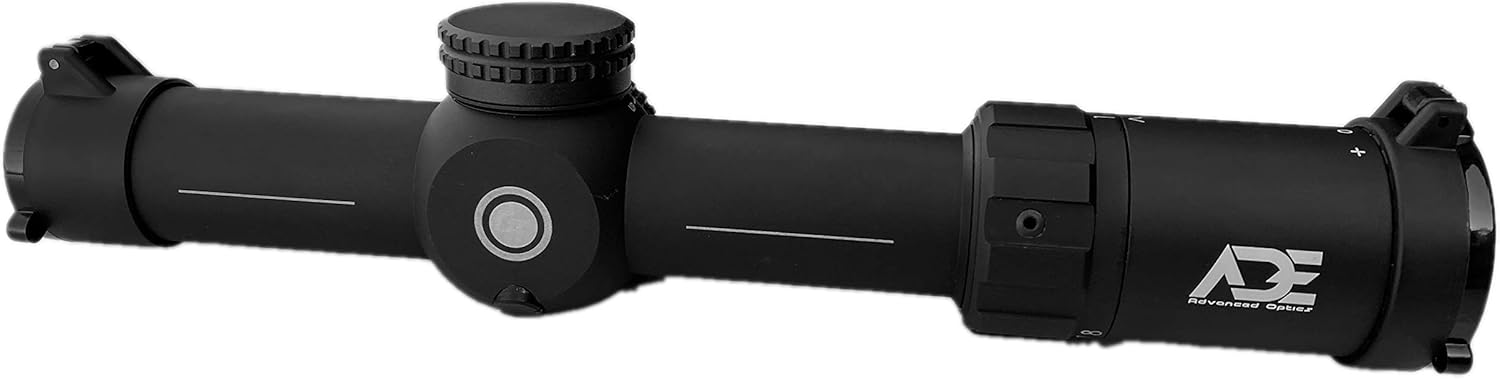 Ade Advanced Optics 1-8x28 Dynamite Riflescope with FFP Reticle Reticle, 34mm Tube with mounts