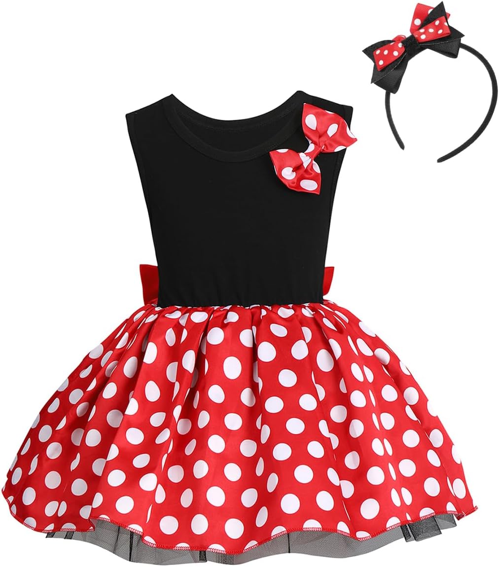 IBTOM CASTLE Baby Girl Polka Dots Princess Costume Birthday Fancy Dress up Party Cosplay Ears Dance Clothing Set - Image 2