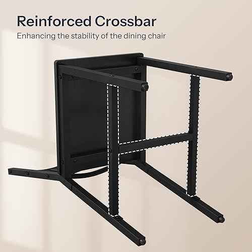 Miniatura 8 de HOOBRO Juego de 2 sillas de cocina, sillas de comedor de madera con marco de metal, sillas de comedor con respaldo, fáciles de ensamblar, sillas