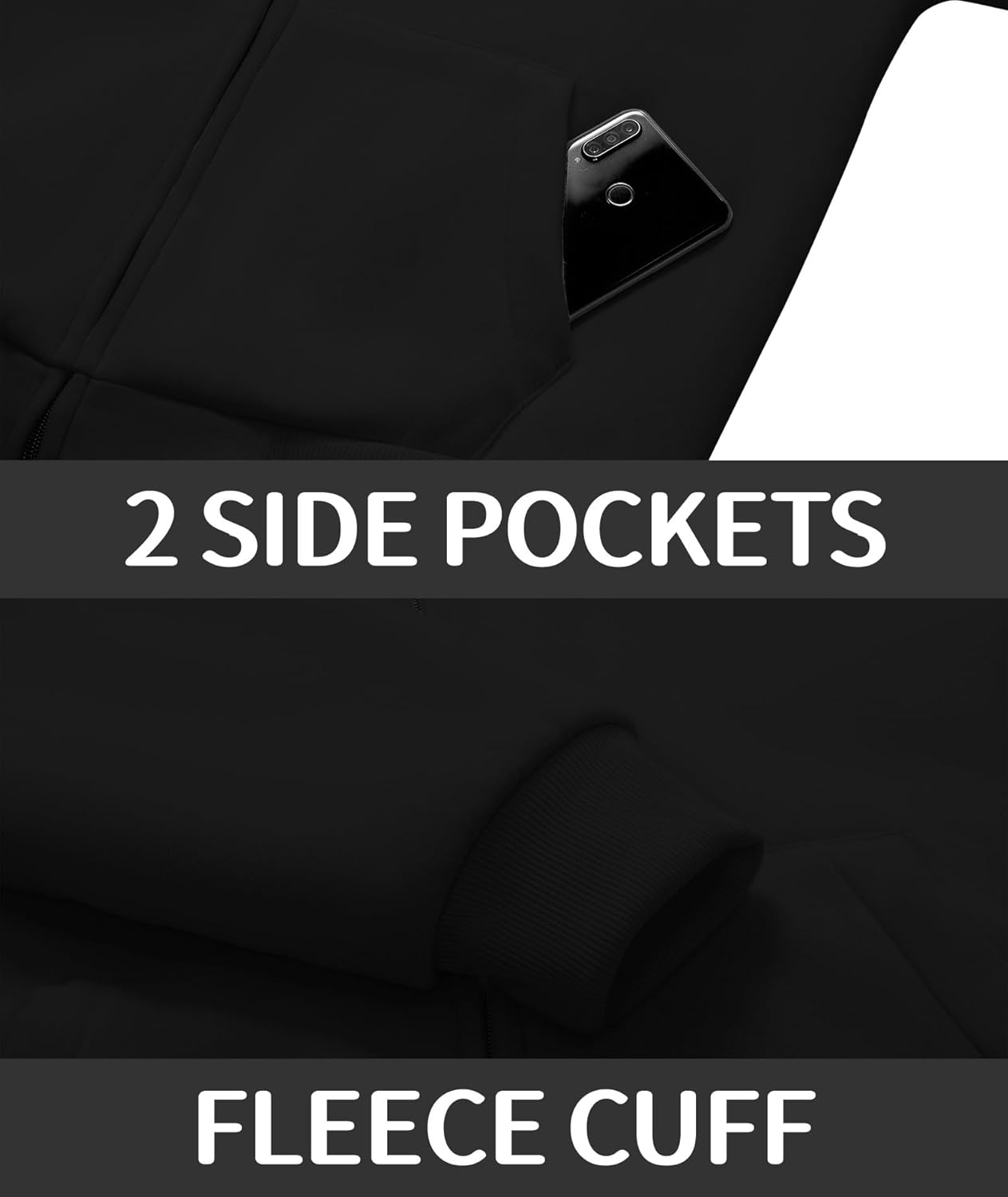 JACKETOWN Mens Fleece Hoodies Winter Zip Up Fleece Jacket Sherpa Fleece Lined Warm Thick Jacket Coat - Image 6