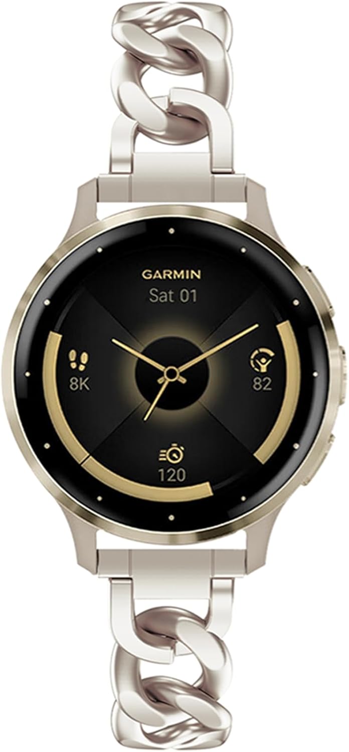 KeeFos 18mm Metall Armband Kompatibel Mit Garmin Venu 3S 41mm/Forerunner 265S/255S, Herren Damen Uhrenarmband, Edelstahl Metall Ersatzarmband Für Garmin Vivoactive 4S 40mm/Vivomove 3S 39mm - Roségold