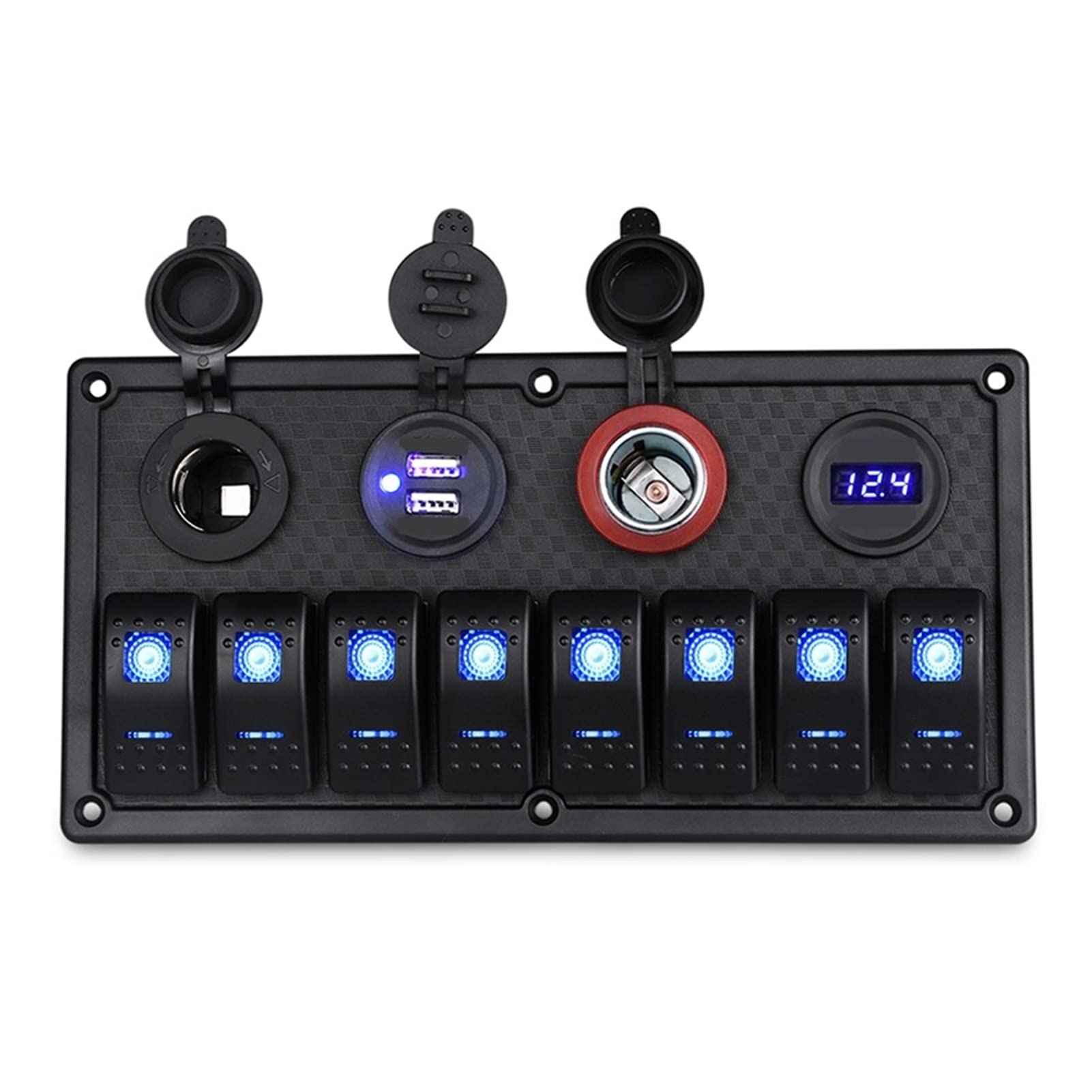 Przełączniki i przekaźniki do samochodów Pasuje do 1. 2V / 24V 8 Panel przełączania morskiego Gang On-off + Dual Usb. Gniazdo zapalniczki na papierosowe wodoodporne z woltomierz LED Usb. Ładowanie