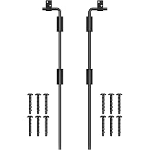Heavy Duty Cane Bolt Gate Drop Rod, 24" Black Gate Latches Hardware for Wood Fence/Metal/Vinyl/Double Gates, Outdoor Gate Ground Latch Drop Rod with Mounting Screws, 2 Pack