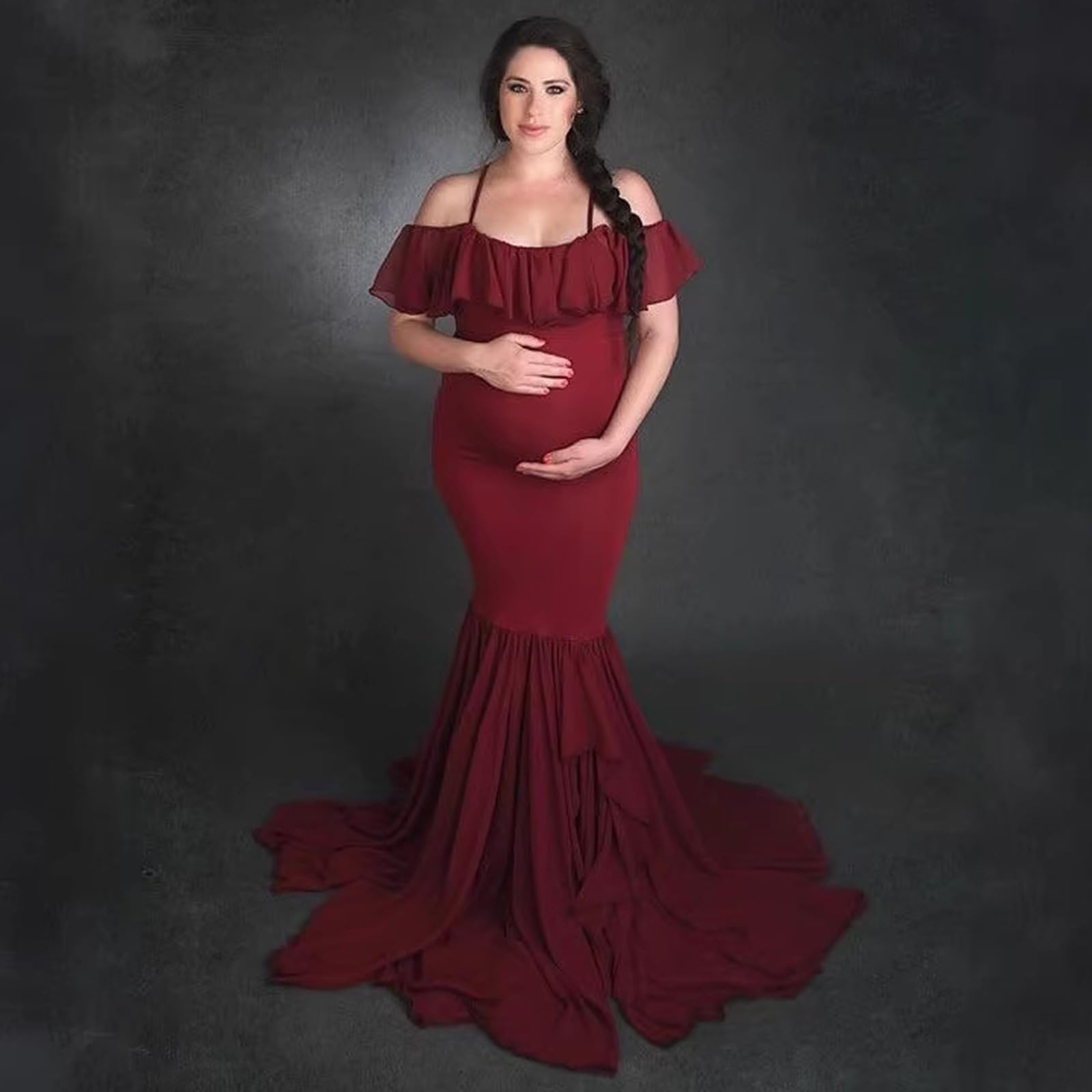 Vestido de Maternidad con diseño de Longitud en acrílico Transpirable para facilitar Uso Cómodo Vestido de Maternidad con diseño de Longitud